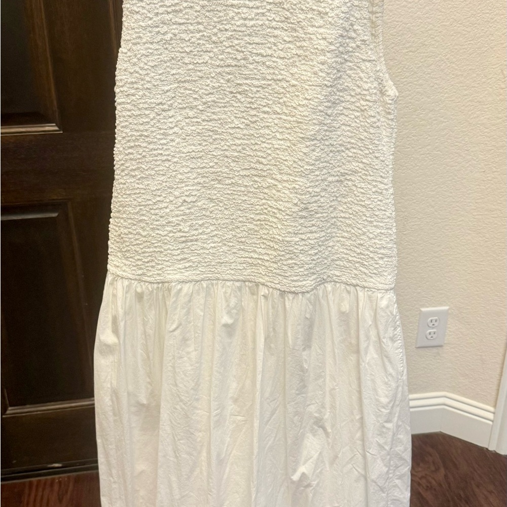 Zara Textured White Midi Dress